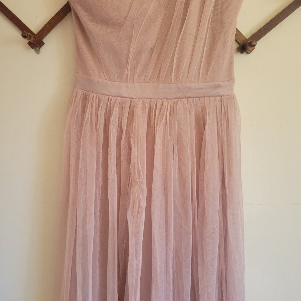 NWT Anaya Maxi Dress Lined Mesh Pink Assymetrical Bridesmaid Formal Small 4 - Picture 5 of 14